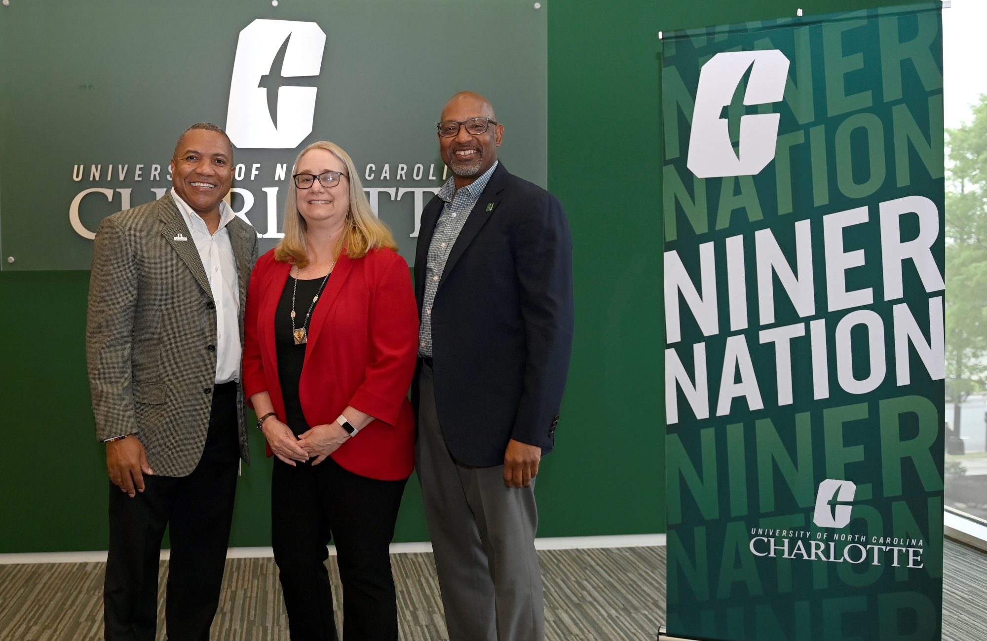 Dreama Gentry, President and CEO of PRI, Dr. Byron White, Associate Provost for Urban Research and Community Engagement and Dr. Malcolm Butler, Professor and Dean of the CATO College of Education at the VIP Reception at the Dubois Center